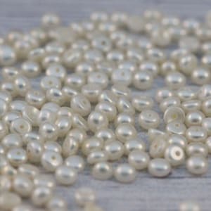 4-4.5mm White freshwater pearl cabochon, half drilled button, DIY jewelry making, pearl supply. 30 pcs