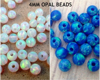SALE! Buy 10 pcs GET 2 for free! 4MM Opal Round Loose Beads / Full Hole Spacers / White opal dark blue opal mix beads / jewelry making 12PCS