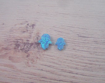 Hamsa (Hand) pendant, Kabbalah jewelry, 10X8 mm, light blue synthetic opal, kabbalah, 1 pcs