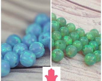 SALE! 4MM Opal beads / Seed beads / opal spacer / loose opal beads / full hole beads / Blue opal / Green Opal / Buy 10 pcs GET 2 for free!