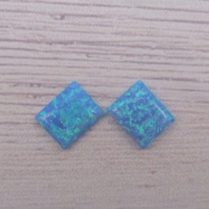 Opal Rectangle cabochon, light blue opal, lab created opal, opal supply, jewelry supplies, size: 12X10mm, 2 pcs image 3