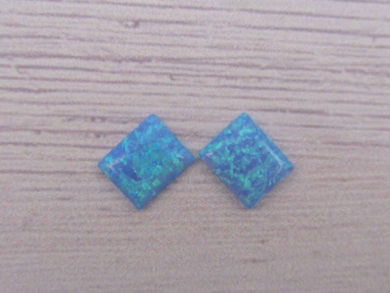 Opal Rectangle cabochon, light blue opal, lab created opal, opal supply, jewelry supplies, size: 12X10mm, 2 pcs image 3