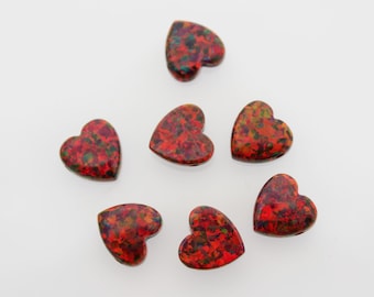 Heart Red Opal Charm Pendant / Opal Beads for Jewelry Making 1 PCS