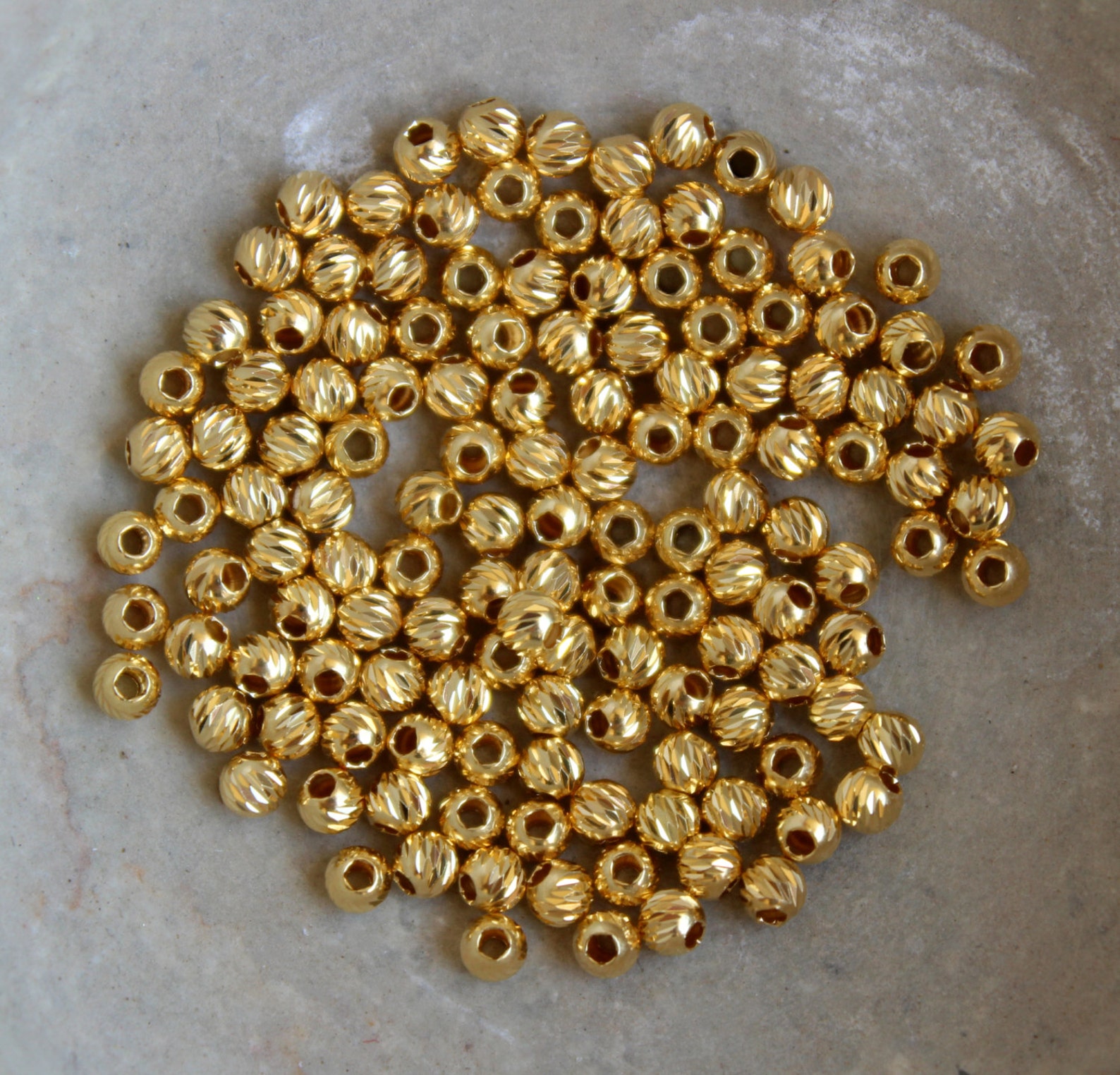 2.50mm Gold Diamond Cut Beads / Tiny Gold Beads / Spacer Beads Etsy