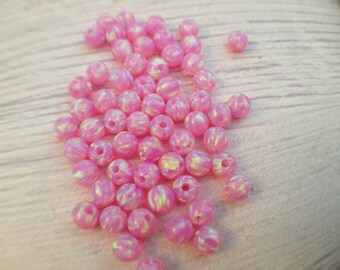 3MM Pink Opal Beads / Round Loose Seed Bead / Full Drilled Hole Spacer / 20 pcs / October birthstone / Jewelry Making