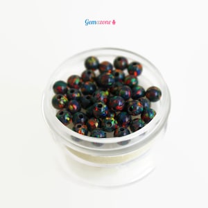 4MM Black Opal Beads / Loose Round Ball Full Drilled Beads / 10 PCS
