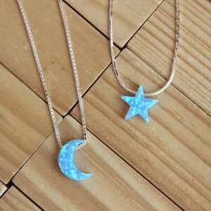 Star opal pendant, light blue opal charm, loose little star goodnight pendant, DIY jewelry making, gemstone findings, 1 pcs image 5