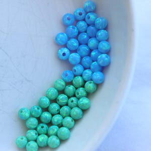 4MM Mix Opal Beads / Blue and Green Opal Beads / Loose Round Beads / Spacer Opal Beads / Center Drilled Hole / 12 Pcs