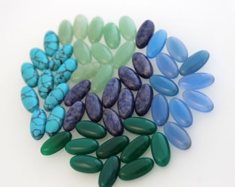 20X10MM Mix Natural gemstones oval flat back cabochon Aventurine/ Green Agate/ Blue Agate/ Sodalite 10 pcs DIY jewelry making