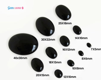12X10mm Black Onyx Oval Cabochons / Loose Natural Gemstone Cabochon / 10 pcs