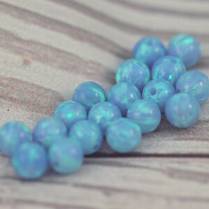 4MM BLUE OPAL BEADS / Round Opal Beads / Opal Gemstone Loose Lab Gems / October Birth Beads / Birth Stone Beads / 10 pcs image 3