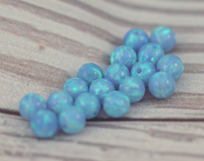 4MM BLUE OPAL BEADS / Round Opal Beads / Opal Gemstone Loose Lab Gems / October Birth Beads / Birth Stone Beads / 10 pcs image 3