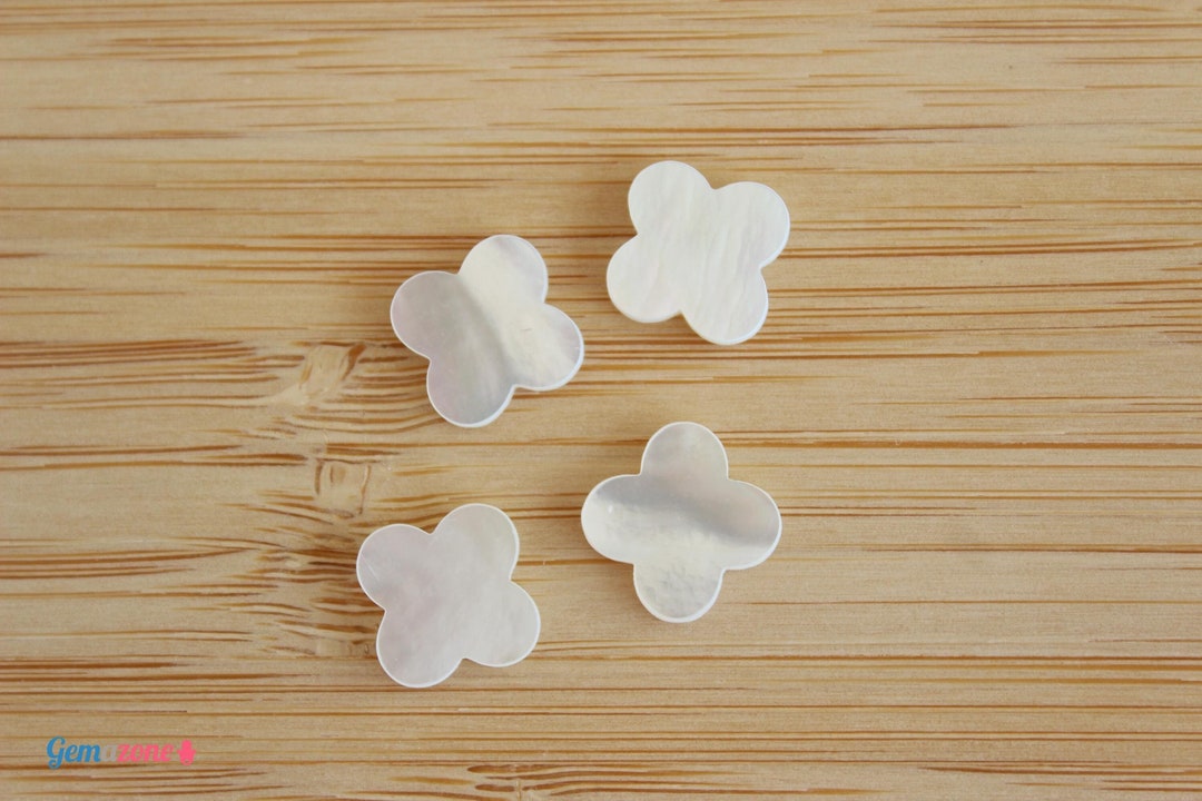 13MM Clover Flat MOP Shell Discs / Lucky Four Leaf Clover Slices ...