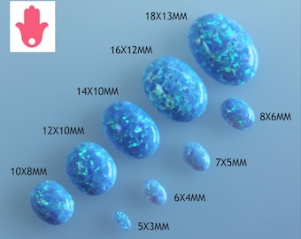 8X6MM Opal Oval Cabochon / Loose Flat back Blue or white Lab Gemstone / Jewelry Making Supplies 6 pcs