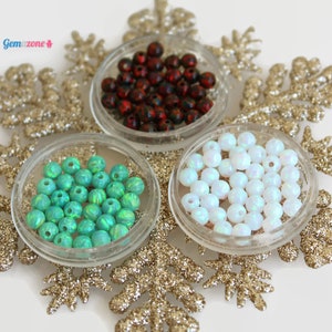 4MM Christmas Beads / Mix Opal Colors / Round Loose Gemstone Bead / Center Drilled Hole / Jewelry Making / 30 PCS image 3