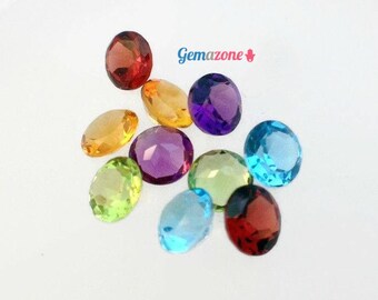 5MM Natural Gemstone Faceted Mixed Lot / Round Loose Semi Precious Stones / Garnet Citrine Blue Topaz Amethyst Peridot / 5 Pairs