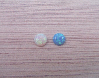 3MM Opal round cabochons / Lab White Blue opal / October birthstone / Bridal Jewelry Supplies / Gemstone Cabs / Flat Back Cabochon 20 pcs