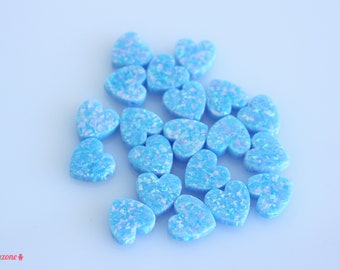 10MM Heart Shaped Blue Opal Pendant / Side Full Hole Drilled / Cornflower Opal Beads / 1 pcs