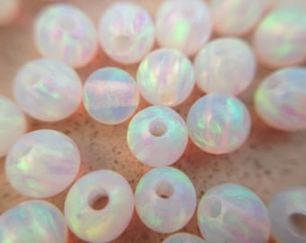 4MM White Opal Beads / Gemstone Beads / Full hole beads / round opal / 100 pcs