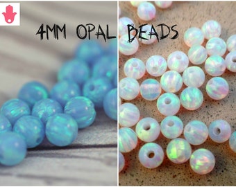 SALE! Buy 10 pcs GET 2 for free! 4MM Opal round loose beads, full hole, light blue white opal mix beads, 4.00mm, 12 pcs, jewelry making