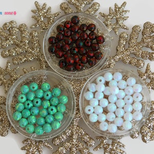 4MM Christmas Beads / Mix Opal Colors / Round Loose Gemstone Bead / Center Drilled Hole / Jewelry Making / 30 PCS image 1