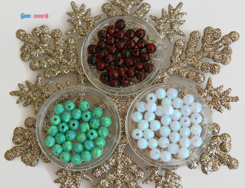 4MM Christmas Beads / Mix Opal Colors / Round Loose Gemstone Bead / Center Drilled Hole / Jewelry Making / 30 PCS image 1