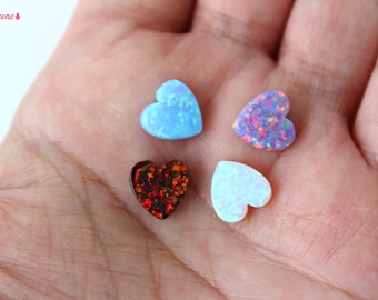 10MM Heart Shaped Opal Pendant / Side Full Hole Drilled / Color to Choice / 1 pcs