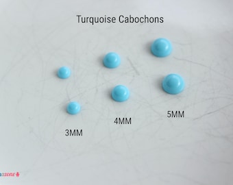 4MM Turquoise cabochons / Round reconstituted polished flat back blue Turquoise / Turquoise supply / gemstone cabochons / 30 / 50 / 100 pcs