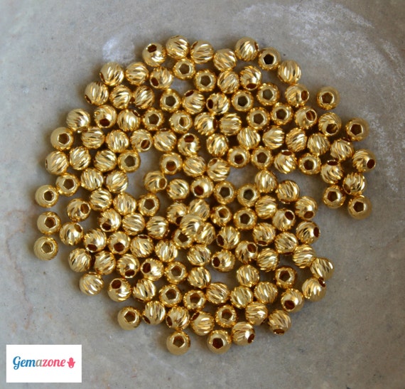 3mm Diamond Cut Beads Gold Plated Beads Tiny Gold Beads Spacer Beads Facet Beads Ball Beads Beads Supplies Gold Findings 20pcs Etsy Canada