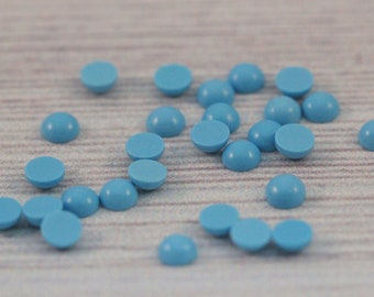 Turquoise cabochon, 3MM loose round flat back cabochon, Reconstituted blue Turquoise, 30 / 50 / 100 pcs, jewelry making, gemstone findings