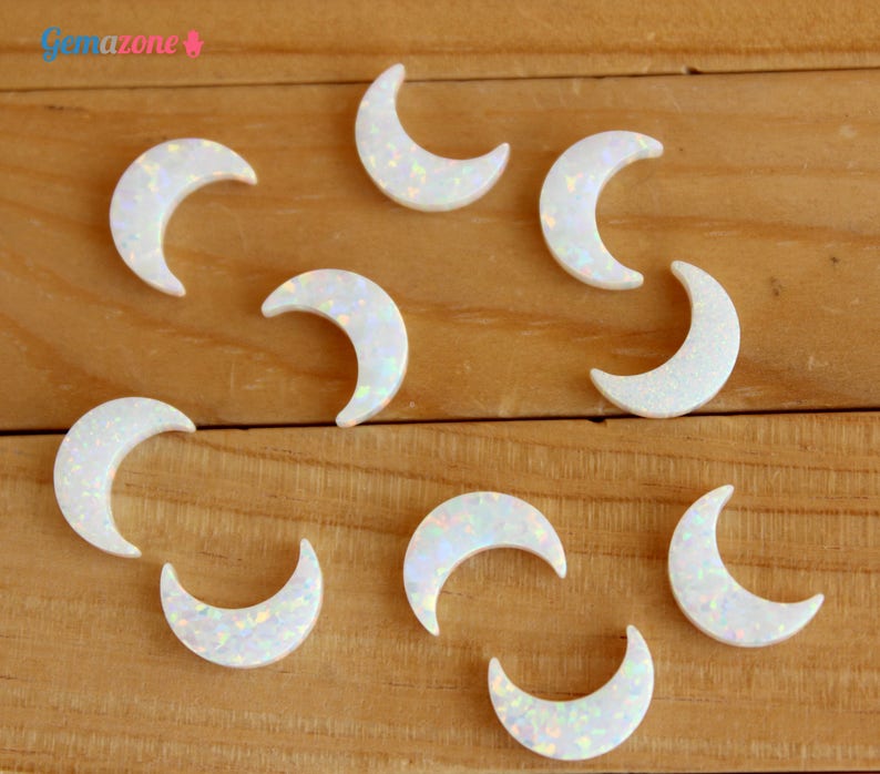 Moon opal pendant La Luna White Opal Charm Loose Crescent Moon Opal Beads Jewelry Making Gemstone Beads Goodnight Pendant 1 pcs