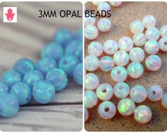 3MM Opal beads / Seed beads / opal spacer / loose opal beads / full hole beads / light blue white opal mix beads / Jewelry making / 20 pcs