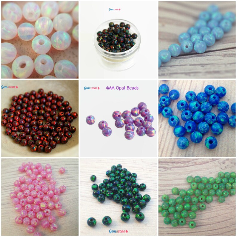 4MM BLUE OPAL BEADS / Round Opal Beads / Opal Gemstone Loose Lab Gems / October Birth Beads / Birth Stone Beads / 10 pcs image 5