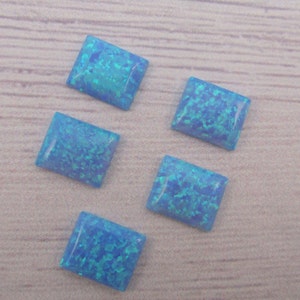 Opal Rectangle cabochon, light blue opal, lab created opal, opal supply, jewelry supplies, size: 12X10mm, 2 pcs