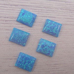 Opal Rectangle cabochon, light blue opal, lab created opal, opal supply, jewelry supplies, size: 12X10mm, 2 pcs image 1