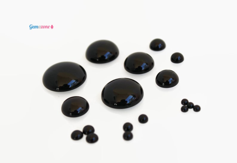 12mm Black Onyx Cabochons / Natural Onyx Flat Back Cabs / Loose Round Gemstone Cabochon / Jewelry Making / 10 or 30 pcs image 4