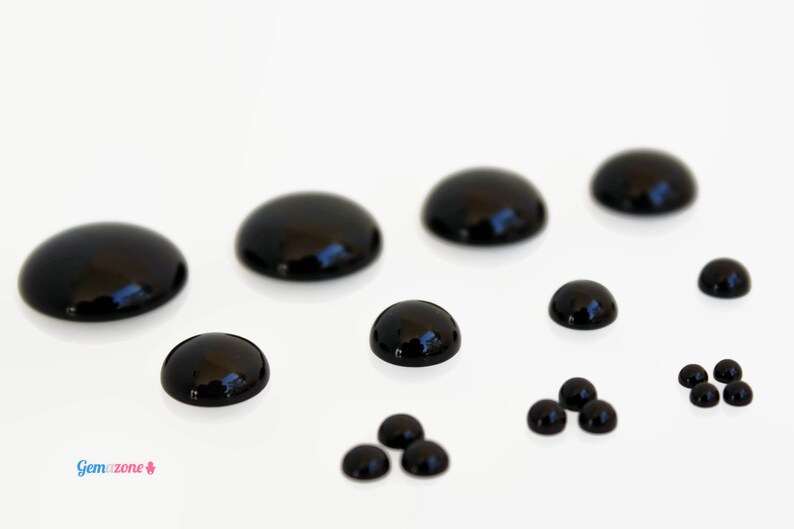 12mm Black Onyx Cabochons / Natural Onyx Flat Back Cabs / Loose Round Gemstone Cabochon / Jewelry Making / 10 or 30 pcs image 3