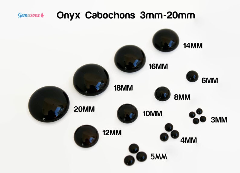 12mm Black Onyx Cabochons / Natural Onyx Flat Back Cabs / Loose Round Gemstone Cabochon / Jewelry Making / 10 or 30 pcs image 1
