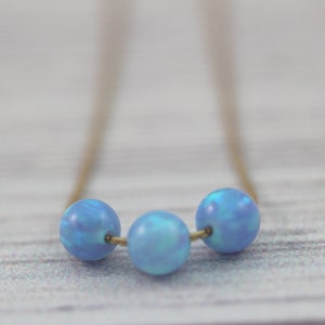 4MM BLUE OPAL BEADS / Round Opal Beads / Opal Gemstone Loose Lab Gems / October Birth Beads / Birth Stone Beads / 10 pcs image 4