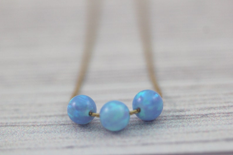 4MM BLUE OPAL BEADS / Round Opal Beads / Opal Gemstone Loose Lab Gems / October Birth Beads / Birth Stone Beads / 10 pcs image 4