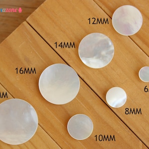 16MM Round Flat Natural Mother Of Pearl / Loose White MOP Shell / White Shell / 2 Pcs or 6 Pcs Lot