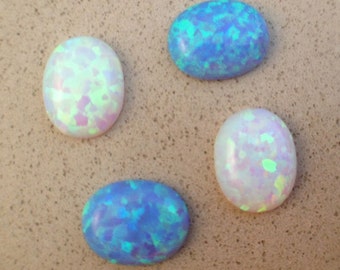 10X8MM Opal oval cabochons Loose blue white lab created opal Gemstone cabochons 20 pcs