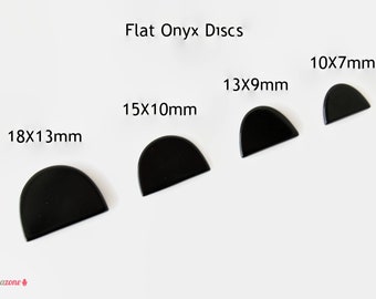 15X10MM Flat Natural Onyx Discs / Loose Half an Oval Black Onyx Gemstone / Natural Gems / 4 or 12 Pcs