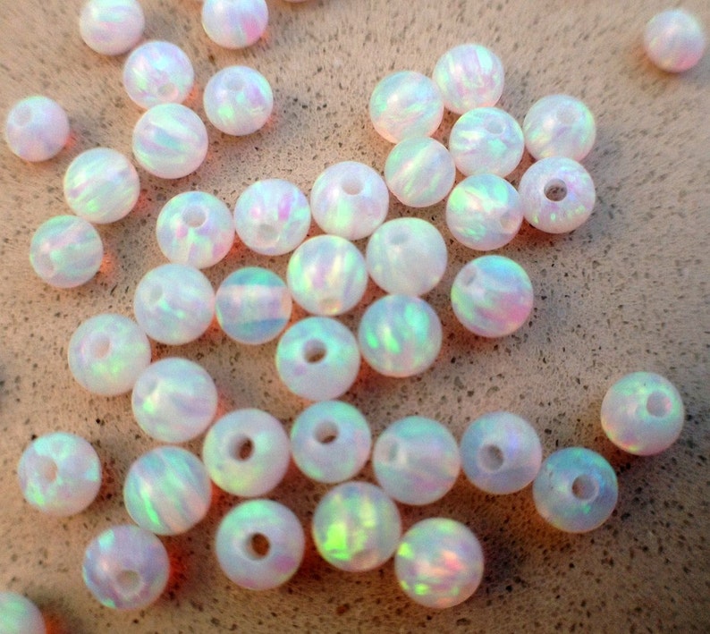 4MM White Opal Beads / Round Opal Beads / Full Drilled Hole / Etsy