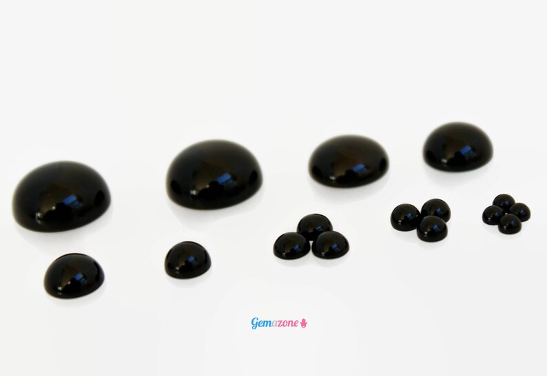 12mm Black Onyx Cabochons / Natural Onyx Flat Back Cabs / Loose Round Gemstone Cabochon / Jewelry Making / 10 or 30 pcs image 6