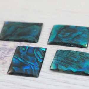 20 x 15 MM Große Flache Abalone Muschel Cabochons / Rechteck Lose Natur Blau Grün Paua Perlmutt / Schmuckherstellung / 2 Stk