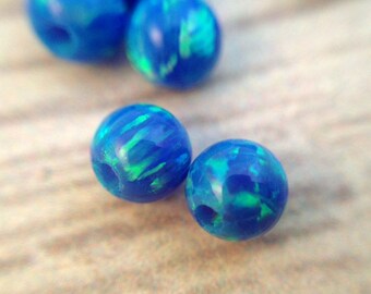 4MM Opal Beads / Round beads / Dark Blue Opal / Spacer beads / Gemstone beads / full drilled hole / 10 pcs or 20 pcs / October Birthstone