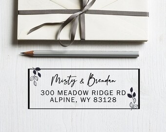 1 x 2.5 inches Return Address Stamp Mountains Couple Address Stamp