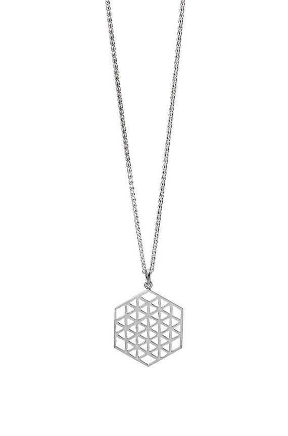 Flower Of Life In Hexagons Silver Sacred Geometry Necklace For Men Or Women - Sacred Geometry Pendants Australia Flower Of Life In Hexagons Silver Sacred Geometry Necklace For Men Or Women - Sacred Geometry Pendants Australia