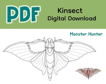 PDF Cosplay Template - Kinsect Psuedocath Moth - Monster Hunter - Printable